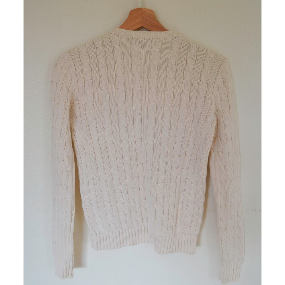 Ralph Lauren Cream Cotton Cable Knit Sweater Size Medium - Picture 4 of 4
